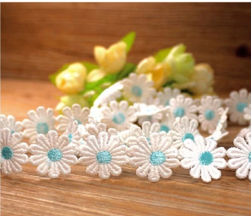 Colorful Daisy Flower Lace Trim Knitting Wedding Embroidered Diy Handmade Patchwork Ribbon Sewing Supplies Crafts