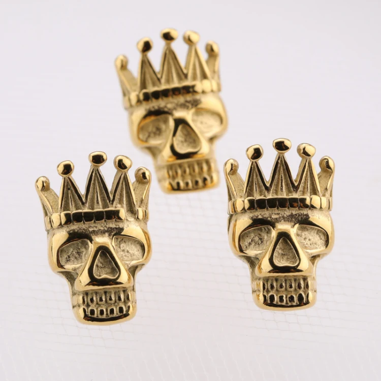 2021 Trendy Jewelry Accessories Gold Plated Stainless Steel Skull Crown Charm for Jewelry Making