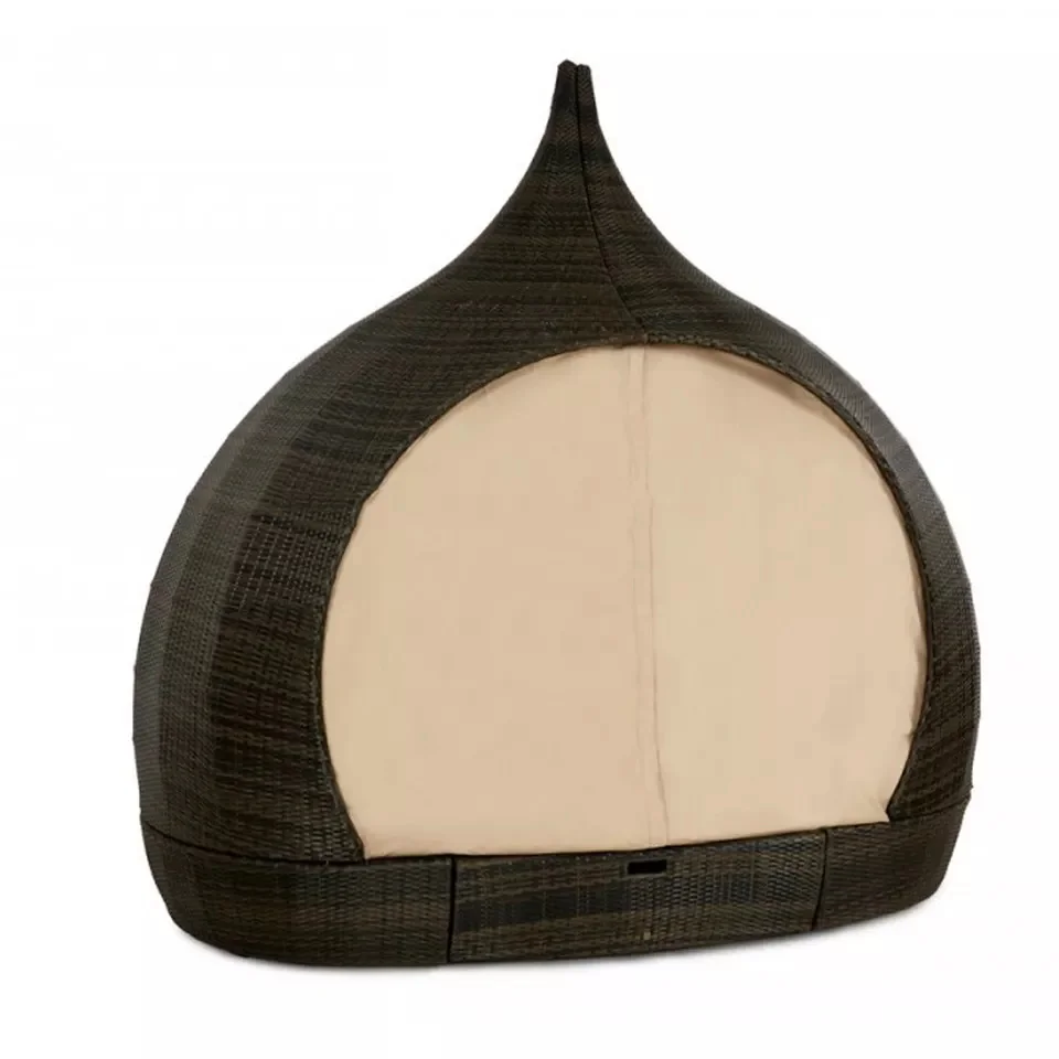 Hot Sale Rattan Wicker Outdoor Round Sunbed Sofa With Canopy air lounger