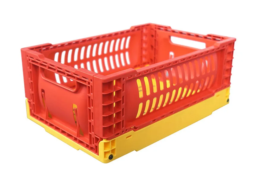 300*200*120MM  PP Warehouse Moving  collapsible Crate Recyclable Storage Box with Mesh Design Stackable  Plastic Basket on desk