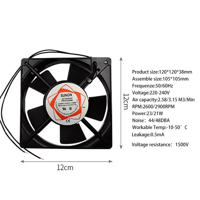 Incubator parts 120x120x38mm DC 12V Air circulation fan Ball Bearing cooling Fans