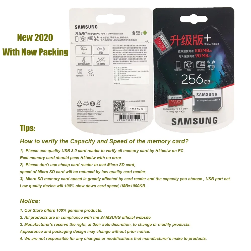 
Samsung 100% Original 512GB TF Memory Cards EVO Plus High Quality 32GB 64GB 128GB 256GB 512GB Class 10 U3 Mini SD Carte SD Kort 