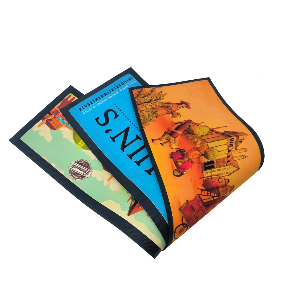 Wholesale Beer mat Anti-slip Natural  Nitrile Rubber bar runner With Bar accessories Custom printing LOGO Bar Spill Mat