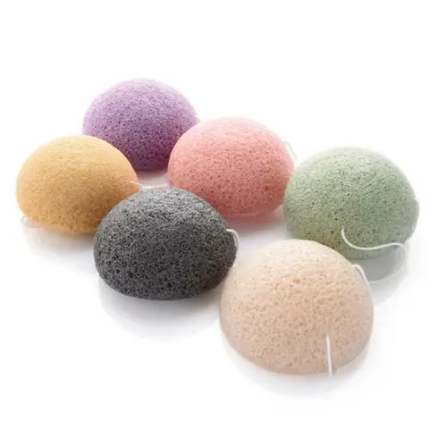 Eco-friendly Half Ball Konjac Sponge Beauty Bamboo Charcoal Biodegradable Organic 100% Natural Facial Wash Clean Konjac Sponge