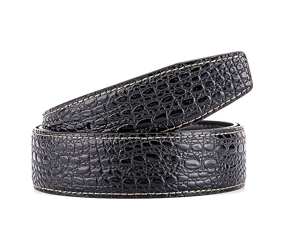 Top Grain 34 28 mm Wide Snake Genuine Leather Belt Strap with Holes No Buckle for Man