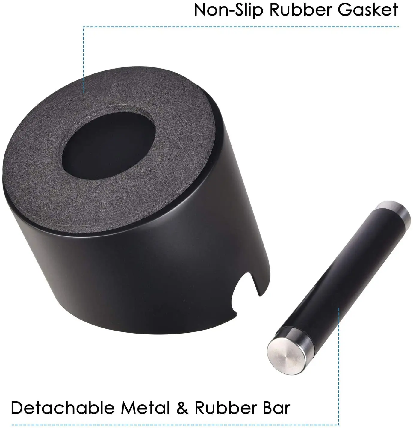 Black Stainless Steel Coffee Grounds Knock Box With Removable Knock Bar Non-Slip Rubber Base