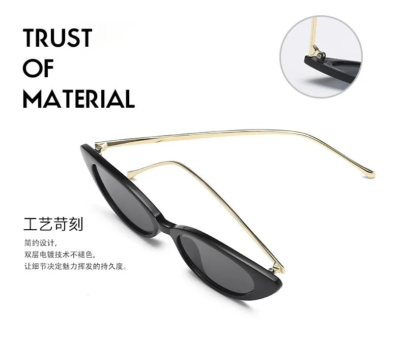 Small frame exquisite popular metal temple small cat eye sunglasses women men sun glasses gradient triangle shape outdoor shades