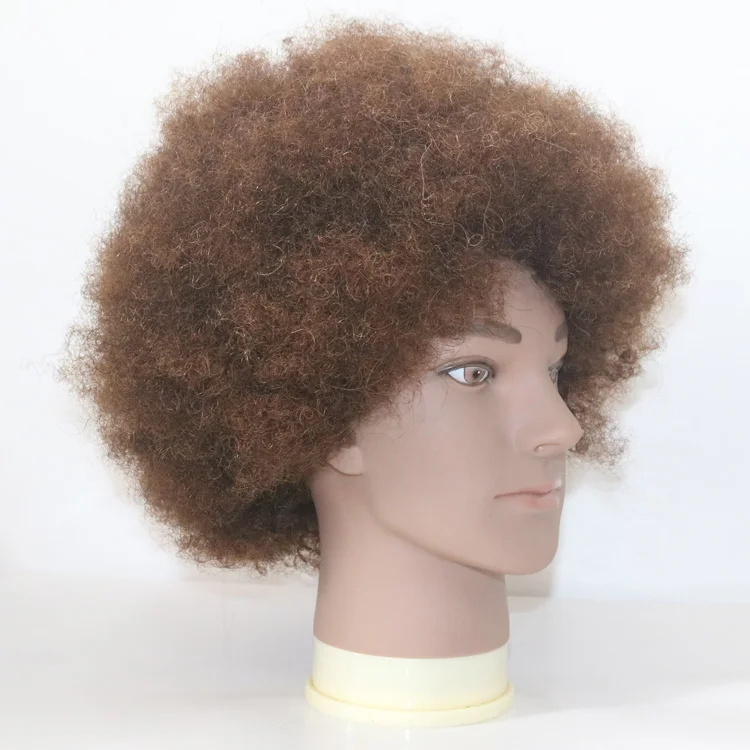 Real Human Hair Male Mannequin Head African Barber Braiding Practice Hairdresser Training Doll