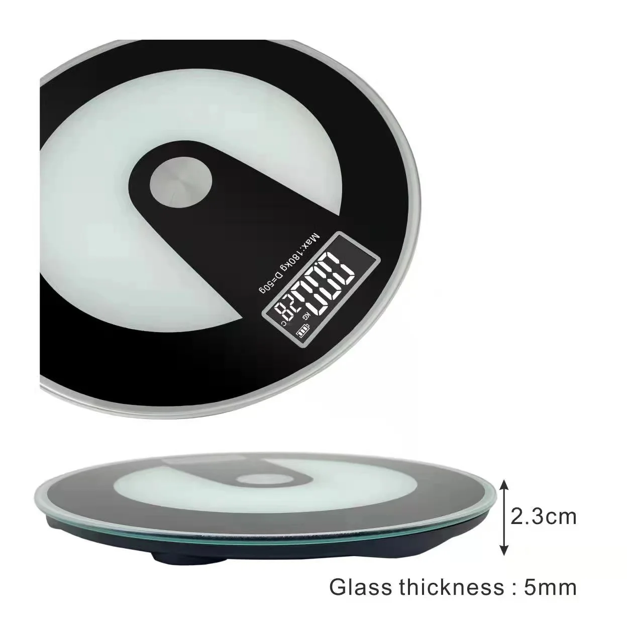 High Quality 180Kg 396lb 33CM Glass Body Bathroom Scale Large Size Weighing Scale