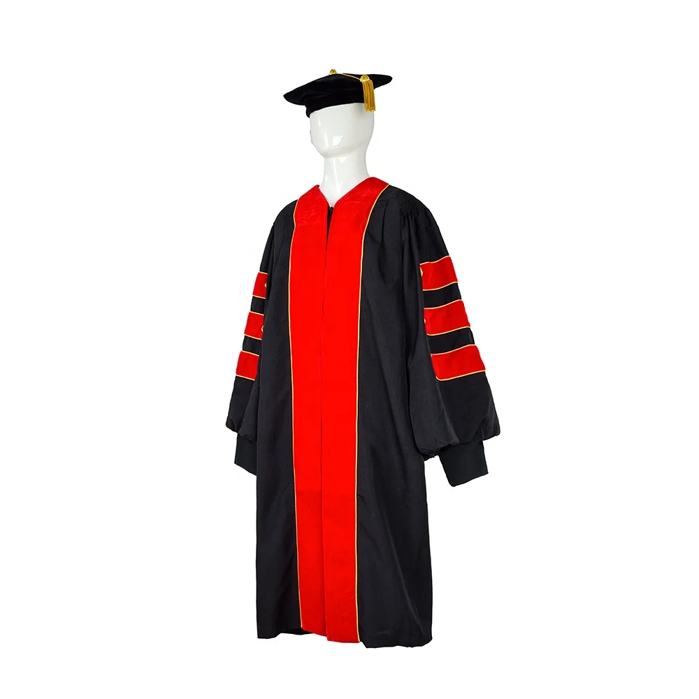 Red Doctoral Graduation Gown Customize for PHD