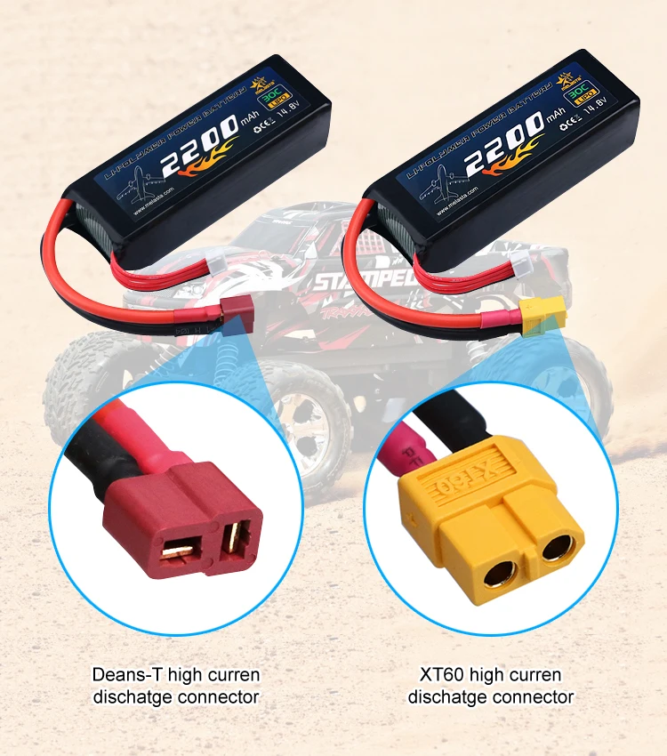 Высокая скорость 14 8 В 4s 2200 мАч 30c длительный срок службы Rc Lipo Аккумулятор для хобби беспилотный автомобиль с разъемом Deans -T