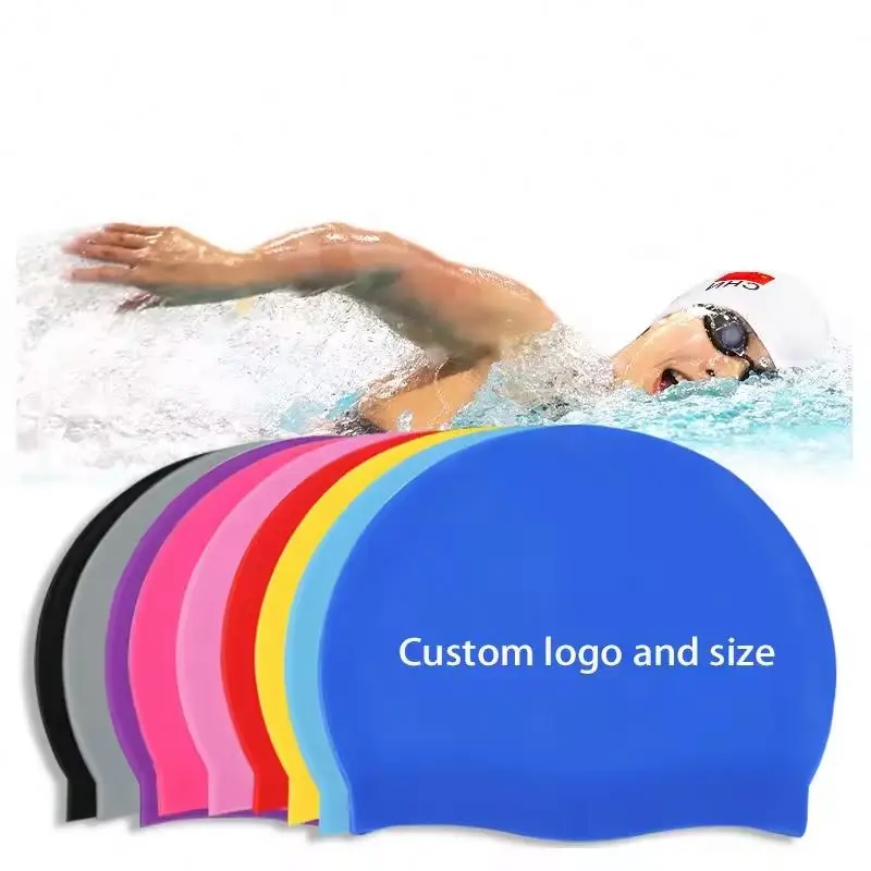 Factory Customize Cartoon SwimCap Wholesale Price 50g 55g 60g 100% Silicone Swim Caps Made In China Professional Swimming Cap