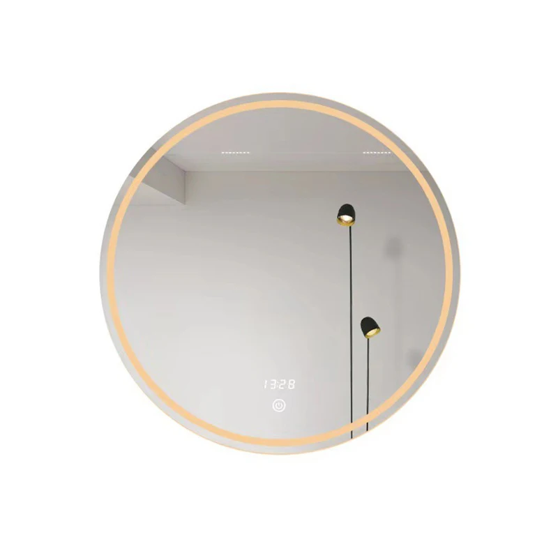 Touch Sensor Smart Custom Stepless Dimmable Backlit Bathroom Anti Fog With Led Light Round Mirror