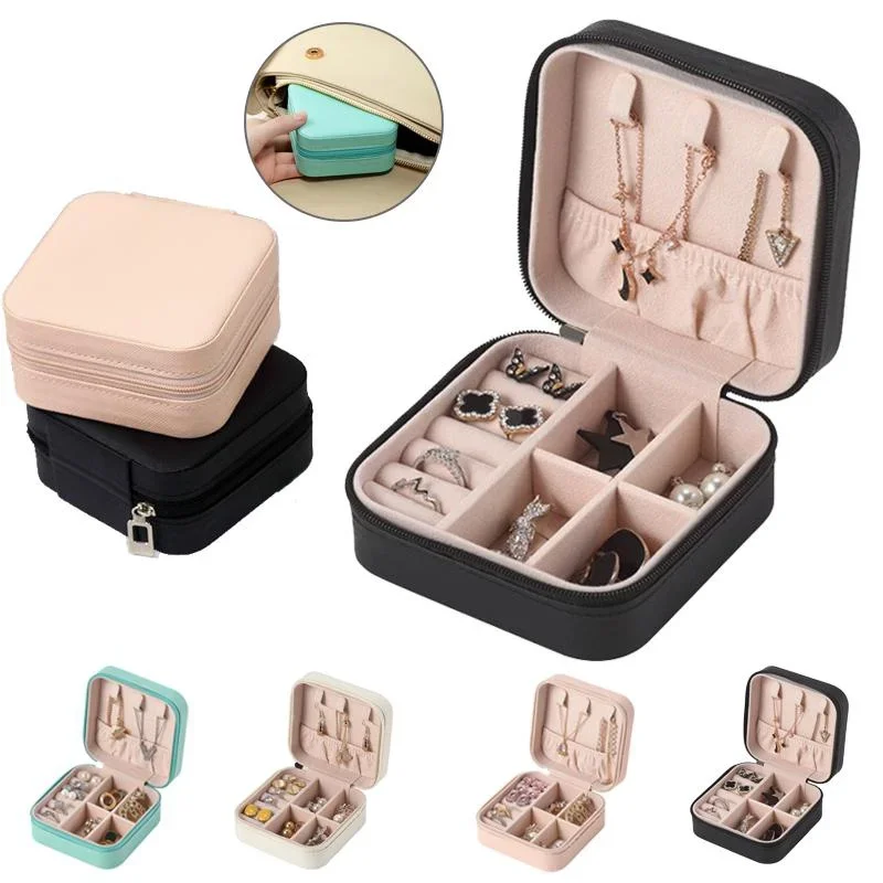 1Layer Portable Jewelry Organization Display Travel Jewelry Zipper Storage Boxes Earrings Necklace Ring Mini Jewelry Box