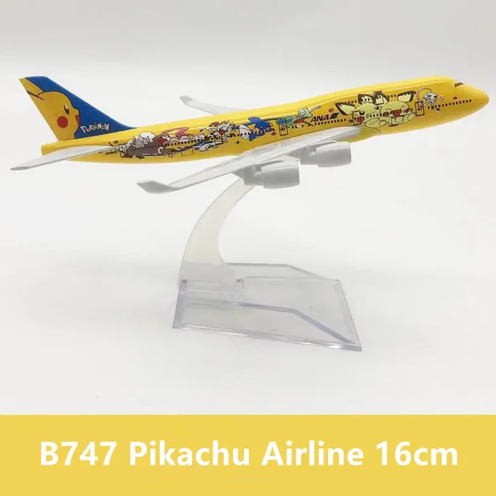16cm 747 Alloy Aircraft Pikachu Japanese Planes Toys Pickup 747 Alloy Aircraft Model Passenger Aircraft with Landing Gear