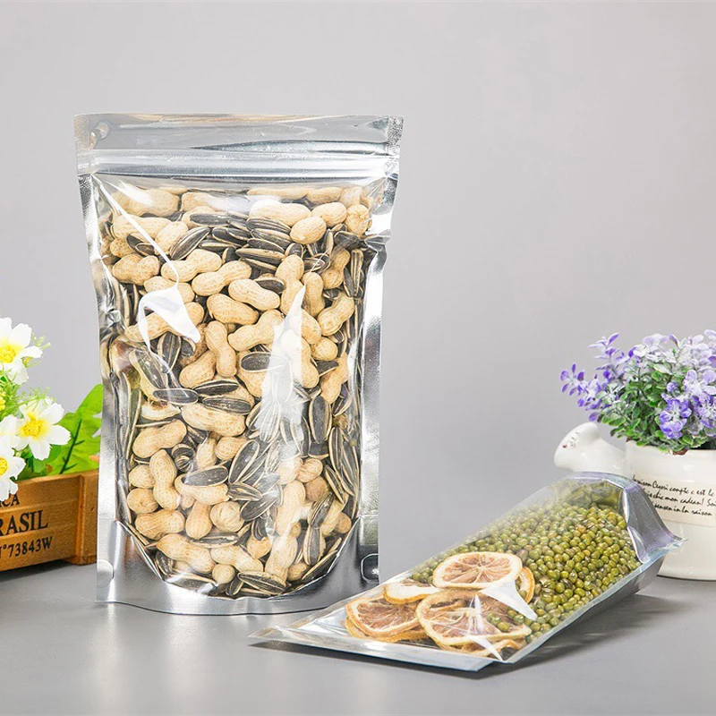 Transparent  Aluminum Foil Stand Up Pouch Doypack Packaging Zipper Bag With Resealable Ziplock