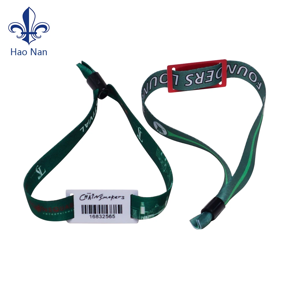 Promotional RFID wrist bands custom logo NFC wrist band fabric bracelet with plastic card polyester wristbands for events
