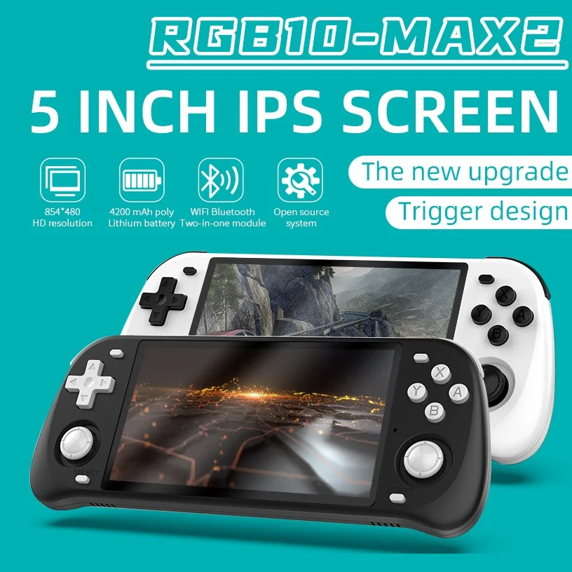 Дизайн Новое обновление RGB10 MAX2 Ретро игровой консоли 64G 5 дюймов портативная игровая консоль для PS1 PS P N64 с поддержкой