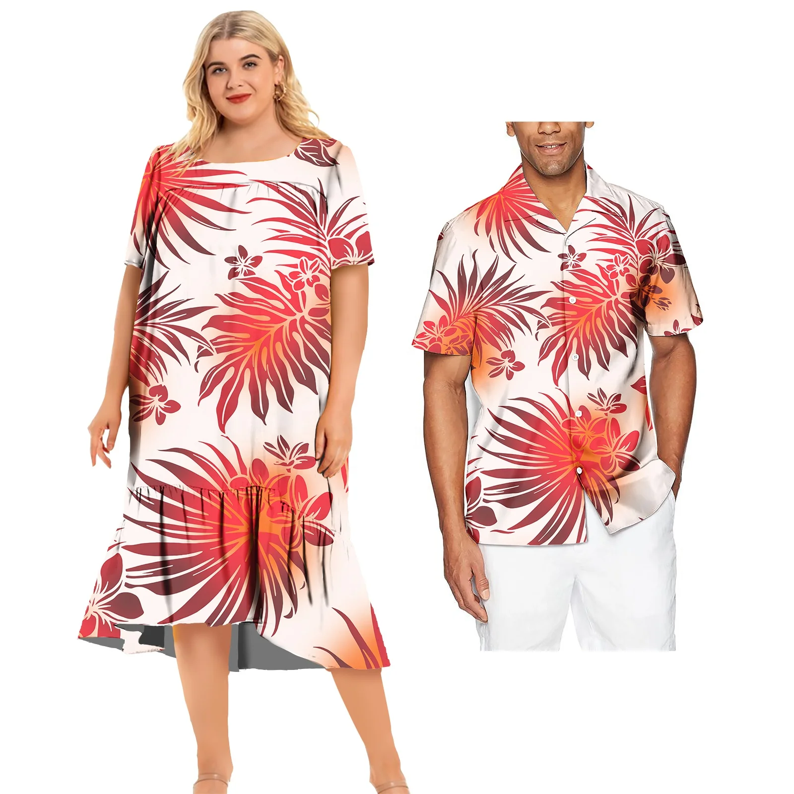 Latest Design Family Matching Clothes Polynesian Tribal Clothing Woman Dress Man Shirts Hawaiian Couple Matching Outfits