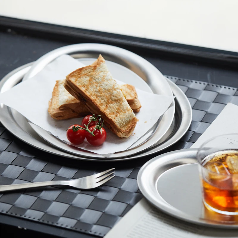 Stainless Steel Korean Style Barbecue Food Plate Stainless Steel Disc Western Restaurant Salad Plate