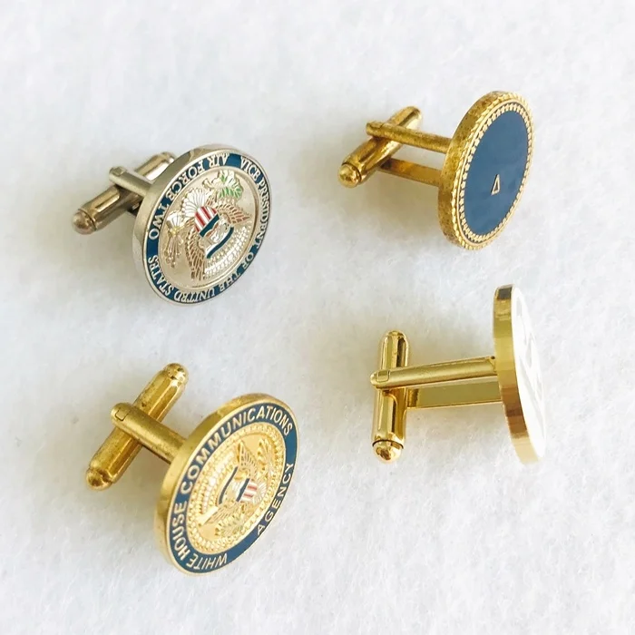 Make Custom Cuff Link With Your Logo Design Low Minimum Cloth Gold Plated Round Shape Luxury Cufflinks for Men Gifts Decoration