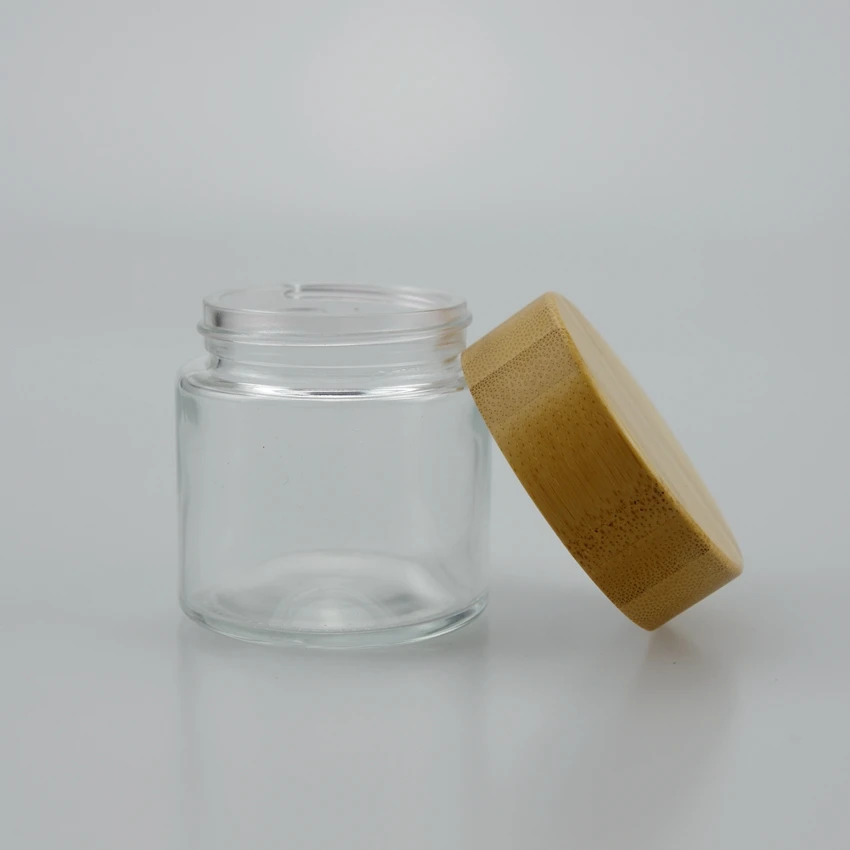 1oz 2oz 3oz 4oz cosmetic glass jars with bamboo Child Resistant lids