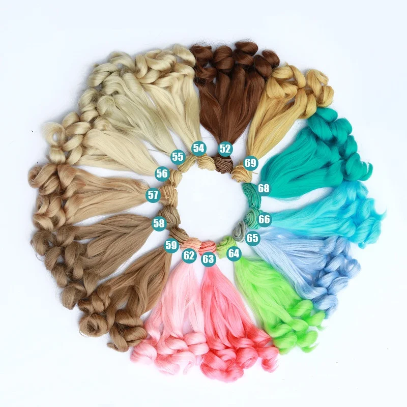 20*100cm Curly Wave BJD Doll Wigs High Temperature Heat Resistant Doll Hair Short Wavy Hair