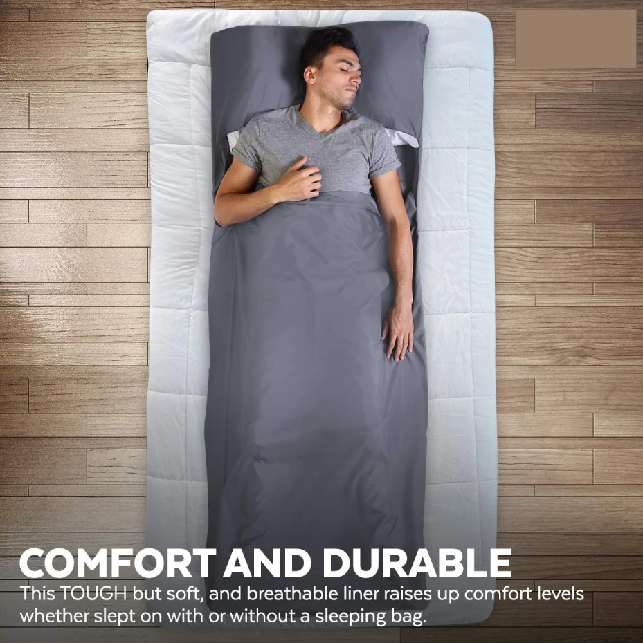 Polyester Sleeping Bag Liner  - Lightweight Sleeping Sack for Camping, Traveling, Hotels  - Smooth & Breathable Fabric