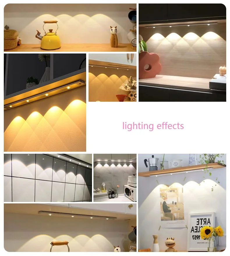 20/30/40/60/80CM USB Magnetic Wall Motion Sensor Led Closet Light Touch Sensor Night Cabinet Lights for Kitchen Hallway Stairs
