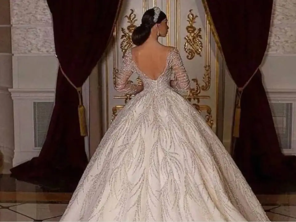 2023 Luxury wedding dresses Beaded Sequin ball gown long sleeves Bridal Wedding Dress Sexy Africa Bridal gowns Wedding Dresses