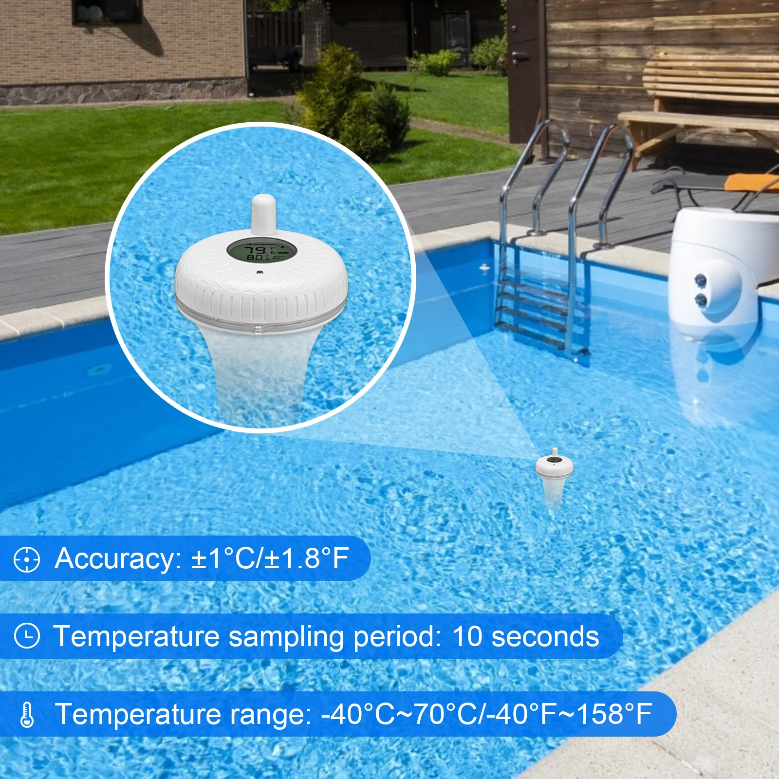Inkbird IBS-P01B wireless swimming pool floating thermometer for spa, fish pond