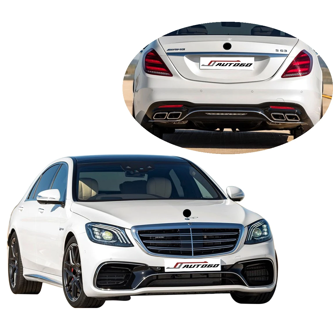 Body Kit For Benz S Class W222 2014 2015 2016 2017 2018 2019 2020 to AMG S63 with Front Rear Bumper with headlights taillights