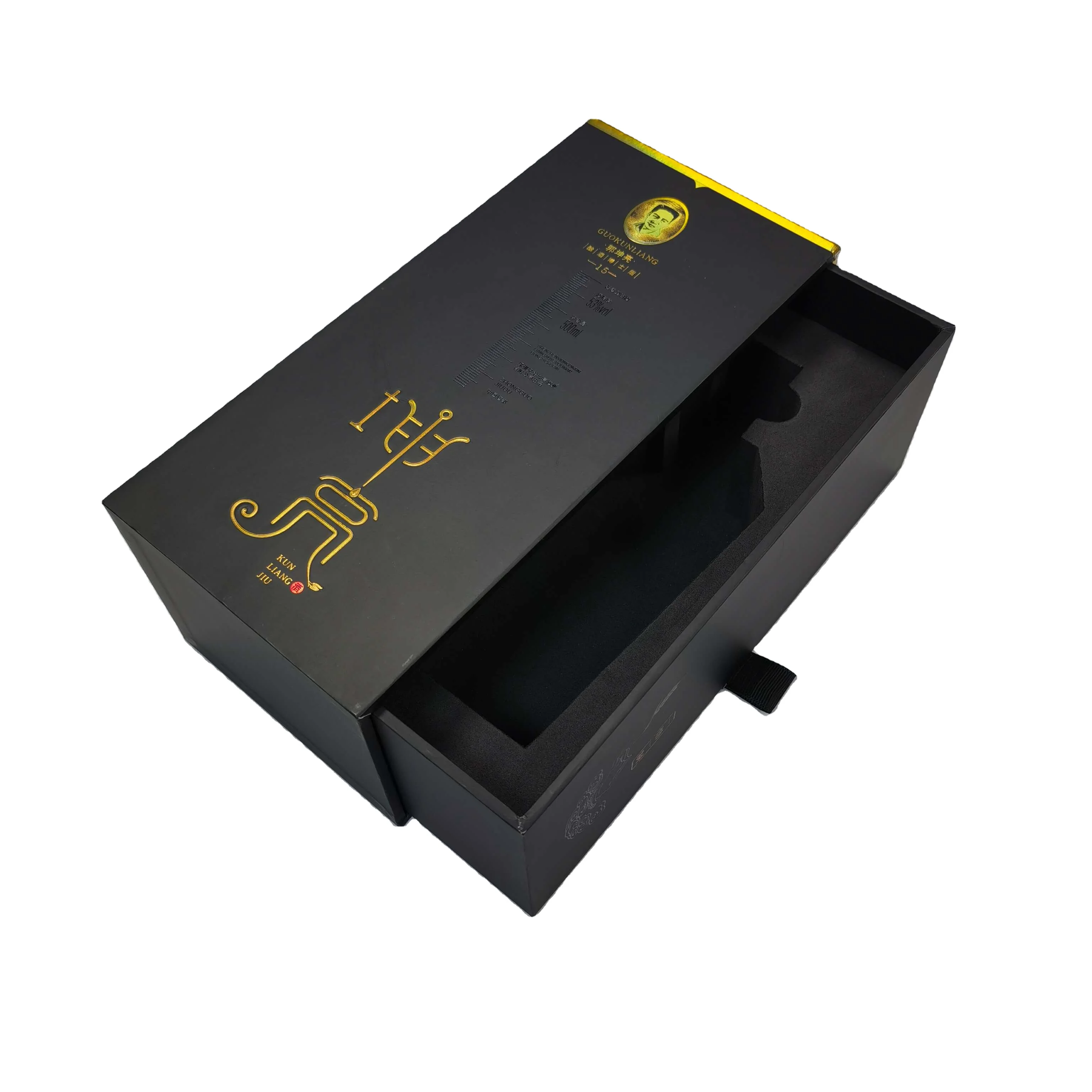 Custom luxury rigid cardboard slide drawer paper gift packaging box for wine bottle