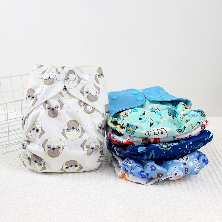 Double Gusset Diapers Newborn Polyester Clothes Diaper Supplier Custom Printed Cloth Diaper