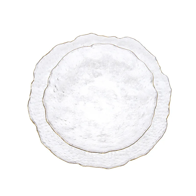 Hotel tableware wholesale Japanese glass gold rimmed fruit plate crystal glass salad bowl