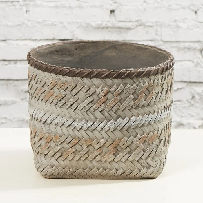 MGO Magnesium Oxide Polystone Polyresin Resin Woven Texture Flower Pot Planer Indoor Outdoor Use