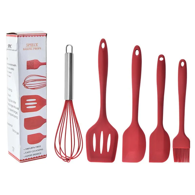 Home and Kitchen Accessories 5Pcs food grade silicone spatula set heat resistant cooking utensils set silicon cake spatulas