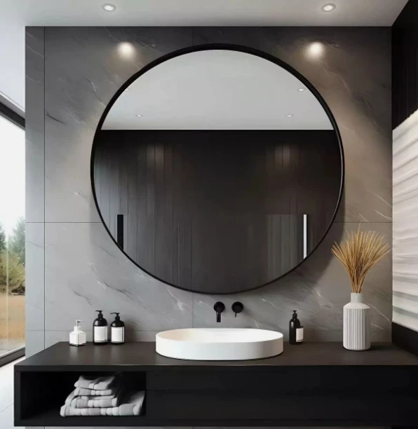 Hot sale customized 50cm small makeup wall mirror aluminium metal mirror for living room