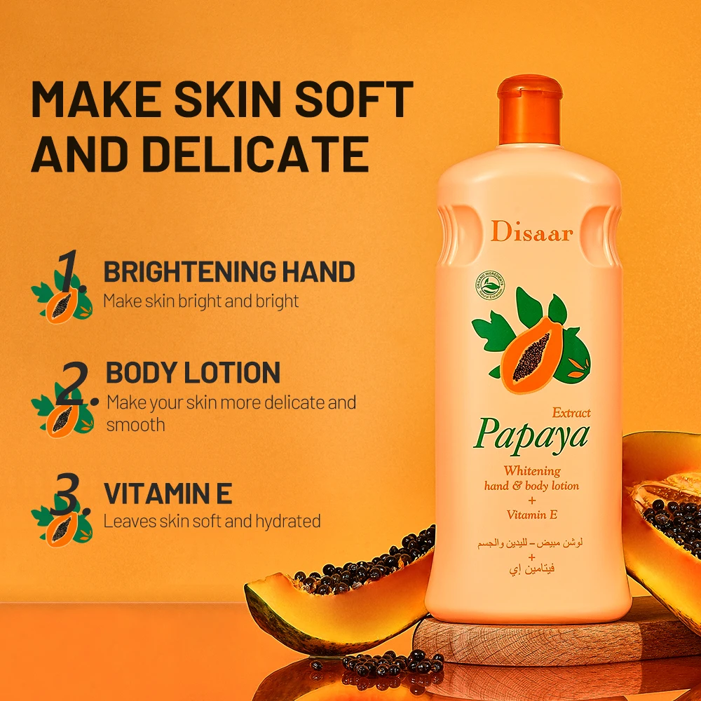 Wholesale 300ml Papaya Body Lotion Cream With Vitamin E Organic Vegan Herbal Moisturizing Brightening Hand