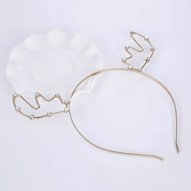 Alloy Rhinestone Hair Accessories Hairband Headband for Christmas  metal christmas headband