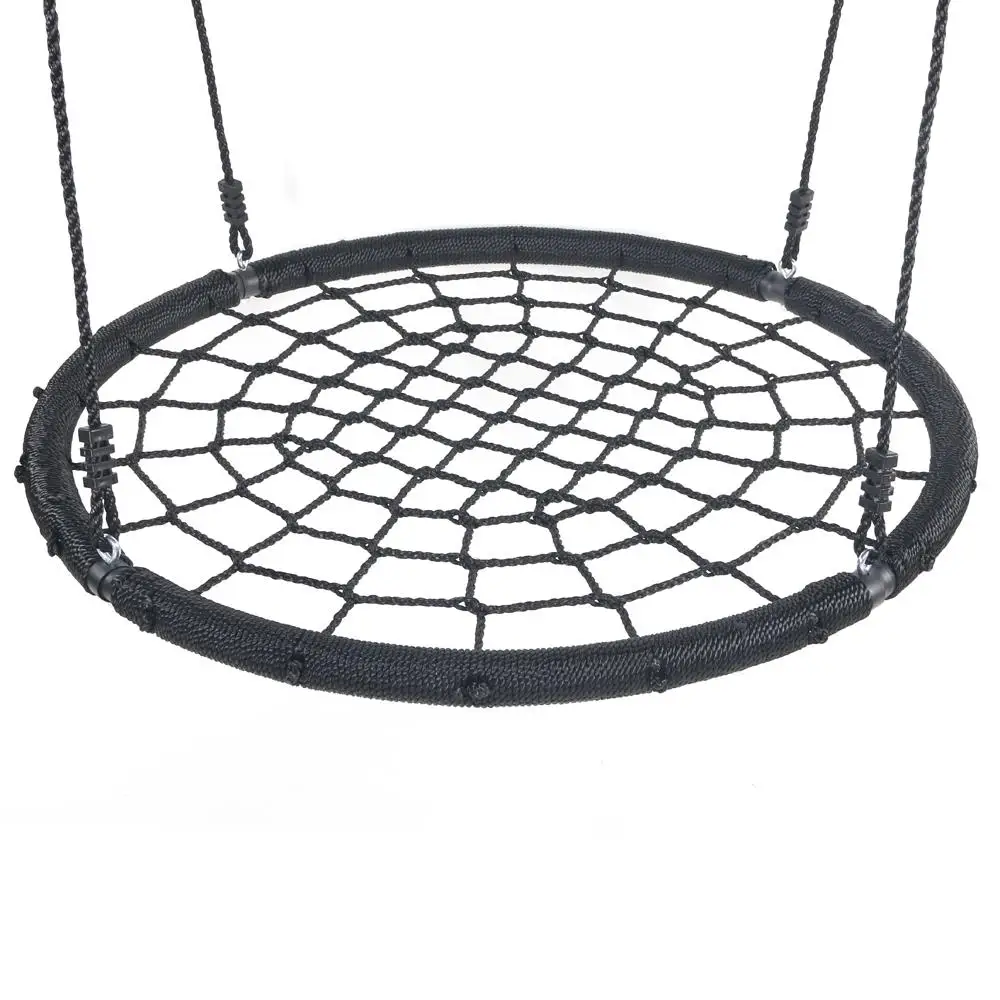 47Inch Spider Web Tree Swing Net Swing Platform Rope Round Swing Detachable Nylon Rope Swivel