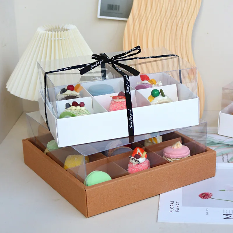 New Design White Lattice Dessert Packaging Box 4 Holes Egg Tart Packing Box Mousse Cup Cake Pastry Packaging Boxes