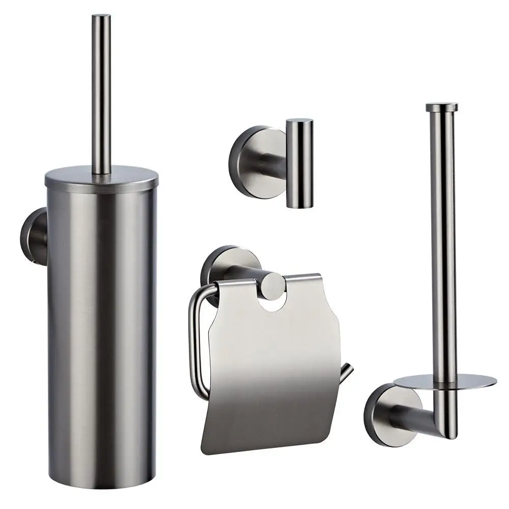 4 Pcs Toilet Paper Holder Set With Towel Ring Robe Hook Toilet Paper Holder 3 Steel Toilet Paper Holder And Brush Bathroom Set