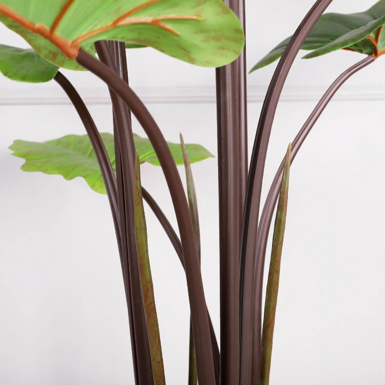 Dripping Guanyin Artificial Trees Potted Alocasia Macrorrhiza Plant Artificial Rainbow Taro Plant Bonsai for home