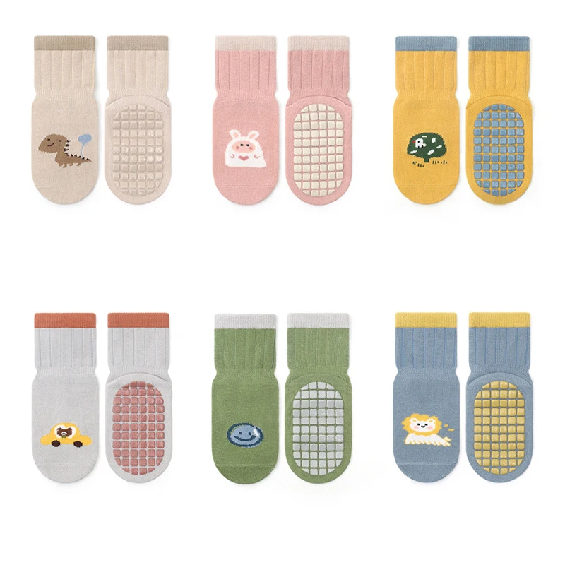 Infants Toddlers Baby Winter Colorful Non Slip Grip Ankle Terry Socks with Non Skid Soles Cushion Socks