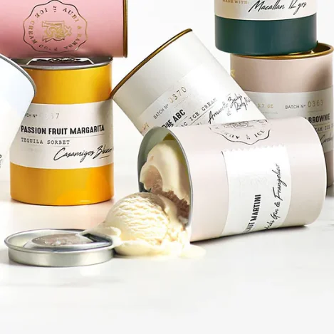 Eco Friendly Custom luxury cylinder pink Ice Cream Packaging food paper tube with Tin lid