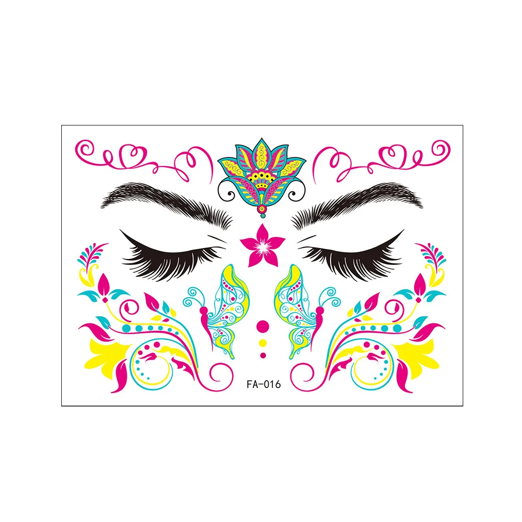 New Club costume party neon fluorescent face stickers with waterproof music festival glow tattoo stickers