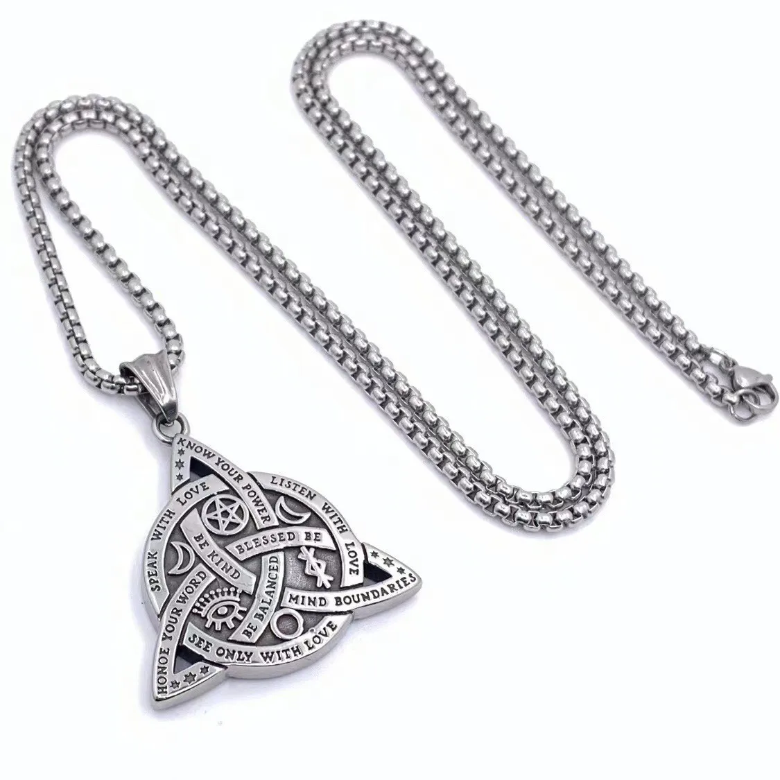 Protective Amulet Jewelry Necklace Viking Witch Celtic Knot Pendant Necklace for Women Men Moon and Sun Viking Jewelry Pendant