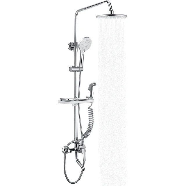 JDOOR stainless steel surface mounted 4 function waterfall bathroom shower set for home and