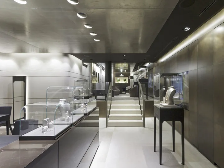 Jewellery Store Pop Up Display Custom Glass Round Pedestal Cabinet Lockable Vitrine Jewelry Showcase Display with LED Light